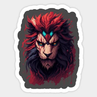 "Regal Resilience: Brave Lion Head Attire" Sticker